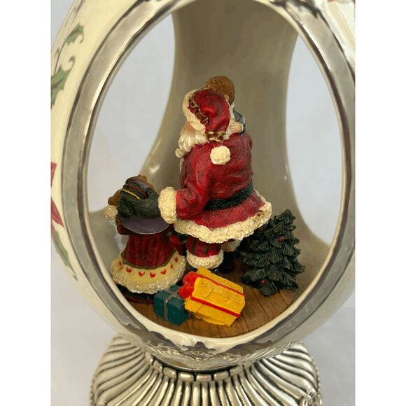 Sankyo Revolving Musical Christmas Egg, Santa & Children, Silver Toned - Picture 5 of 10